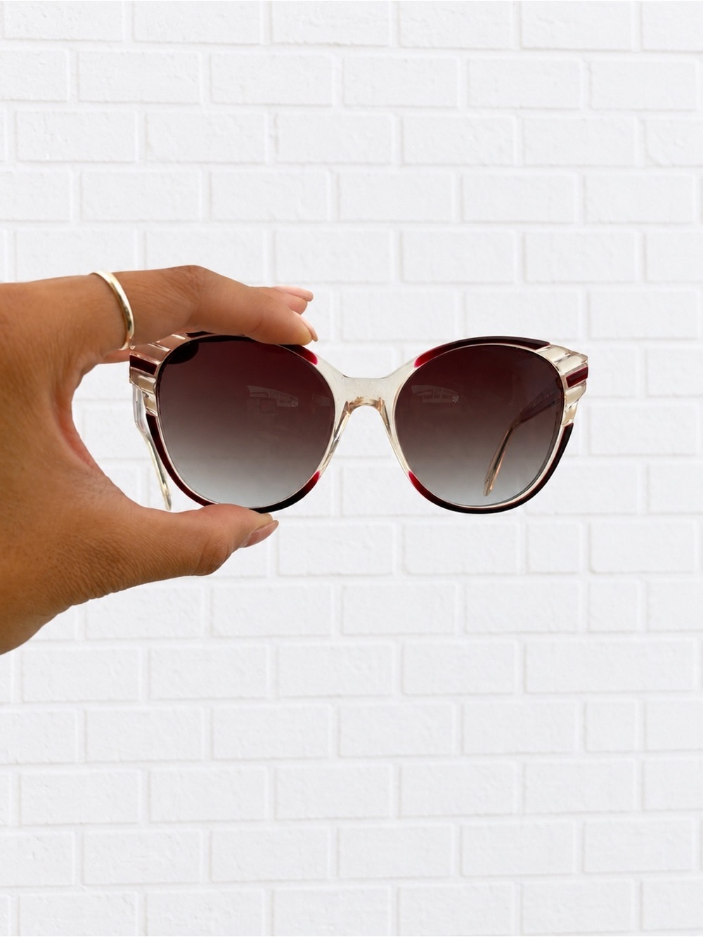 Emilio Pucci Oversized Gradient Lens Sunglasses - Clear Red Frame